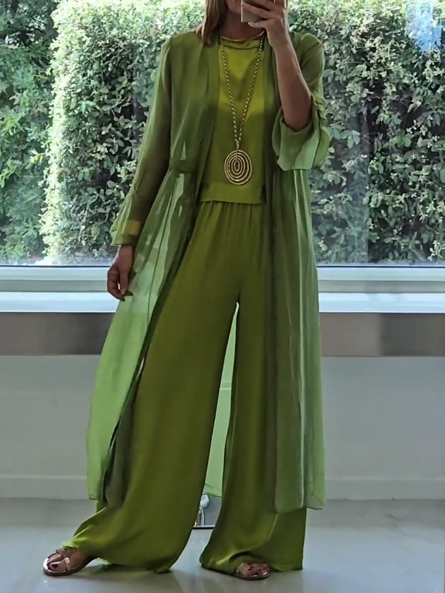 Elegant Sleeveless Set with Long Cardigan