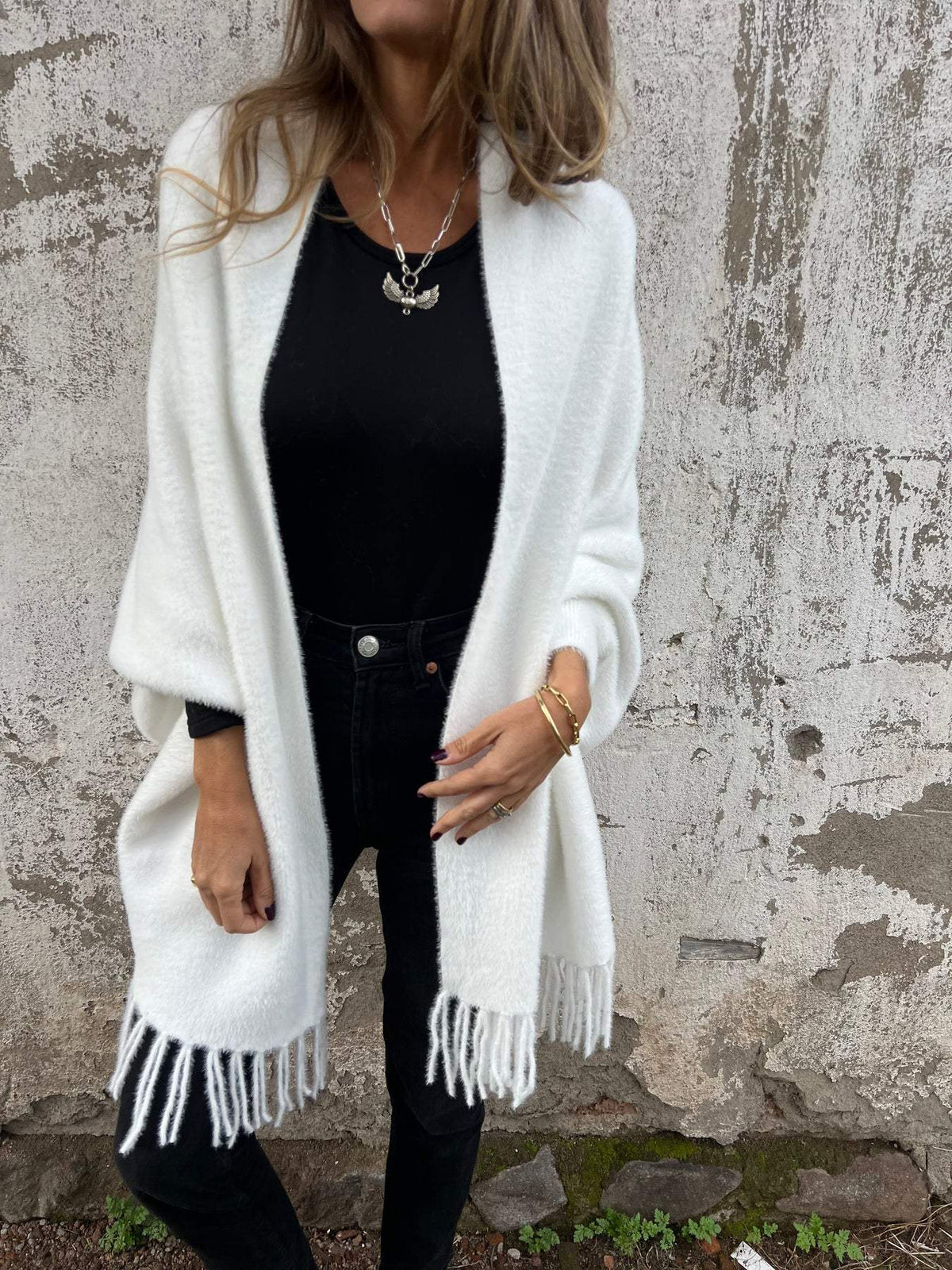 Long Winter Coat With Tassel Detail