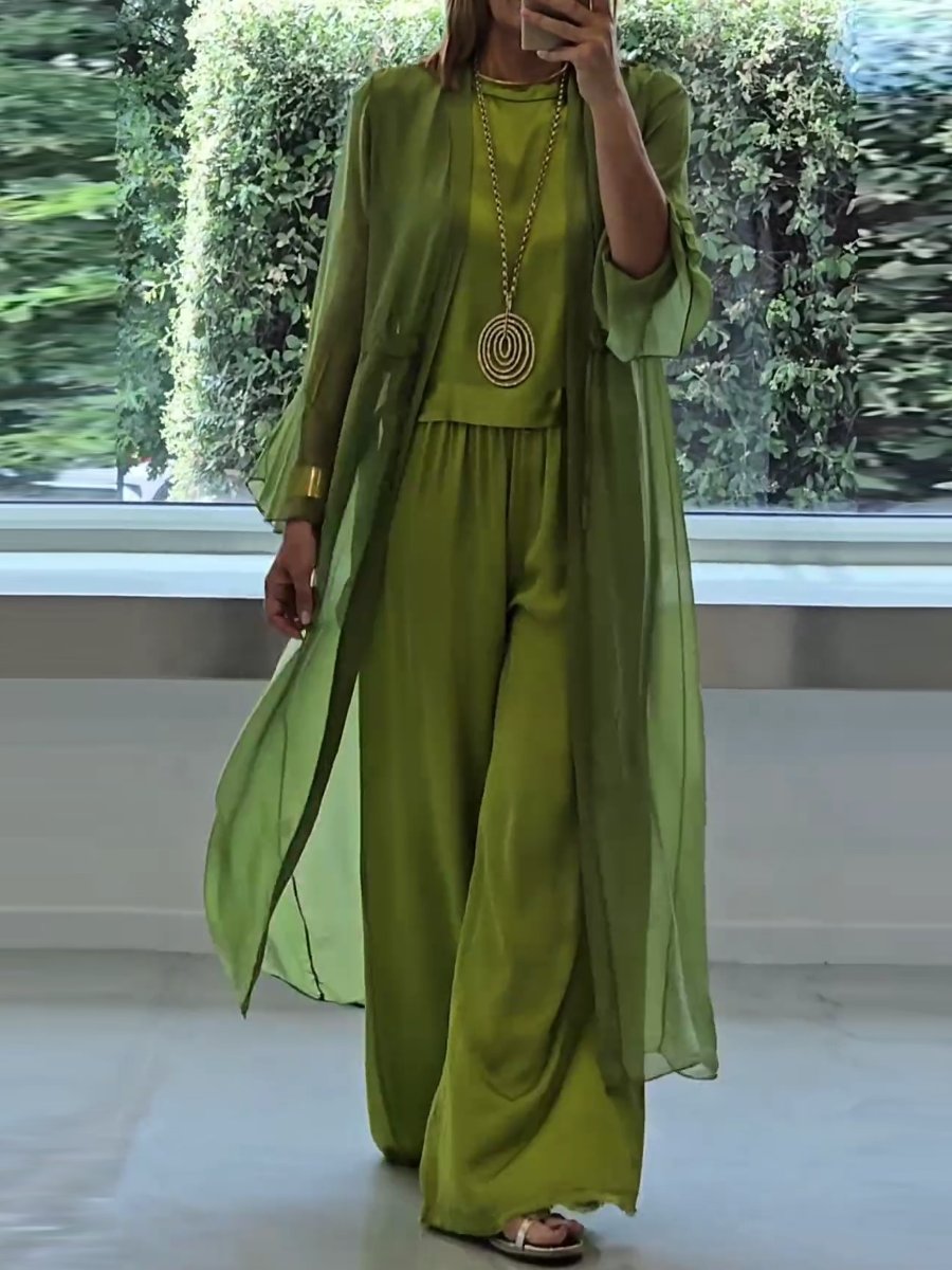 Elegant Sleeveless Set with Long Cardigan