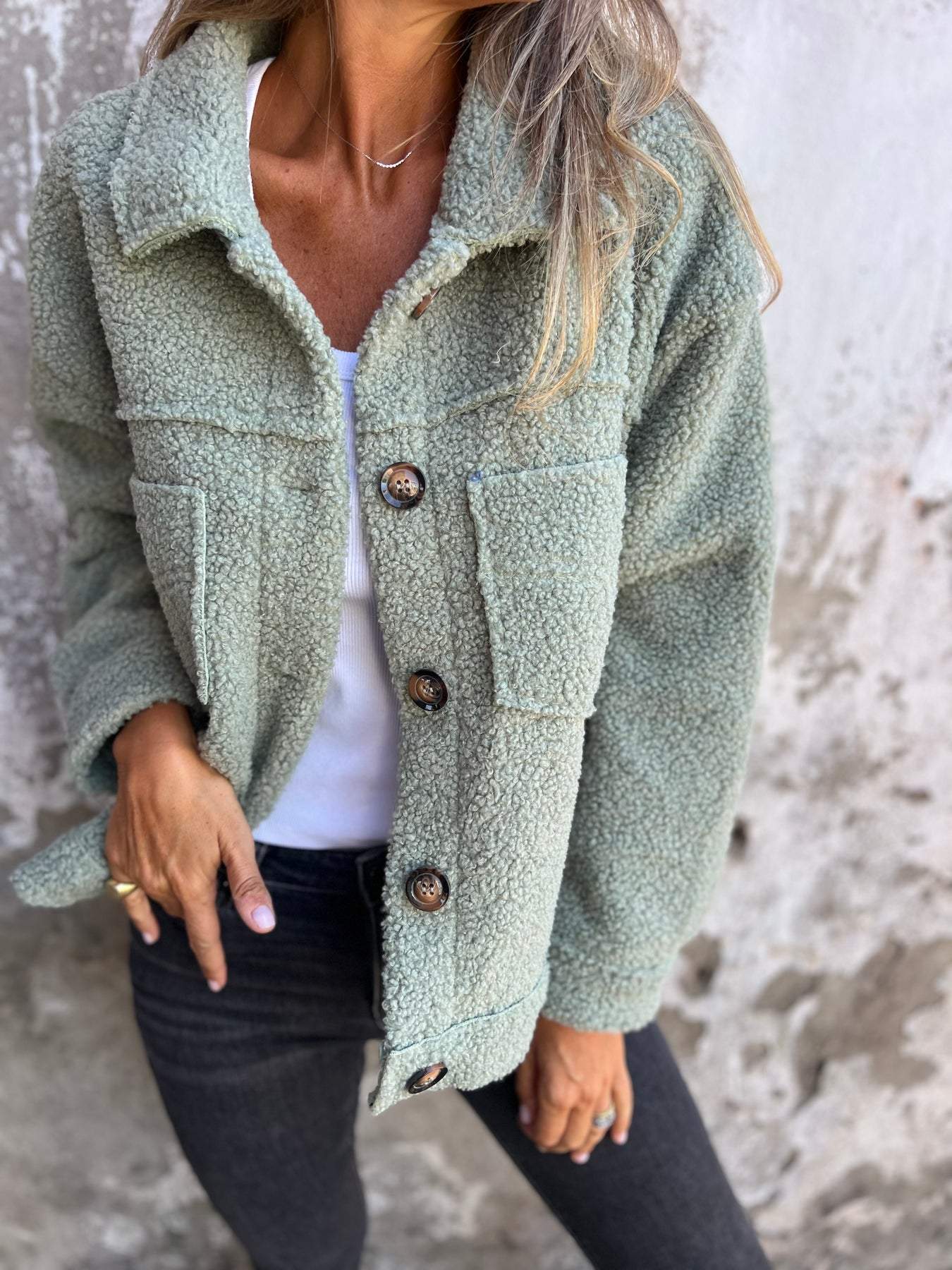 Notch Collar Button-Up Autumn Coat