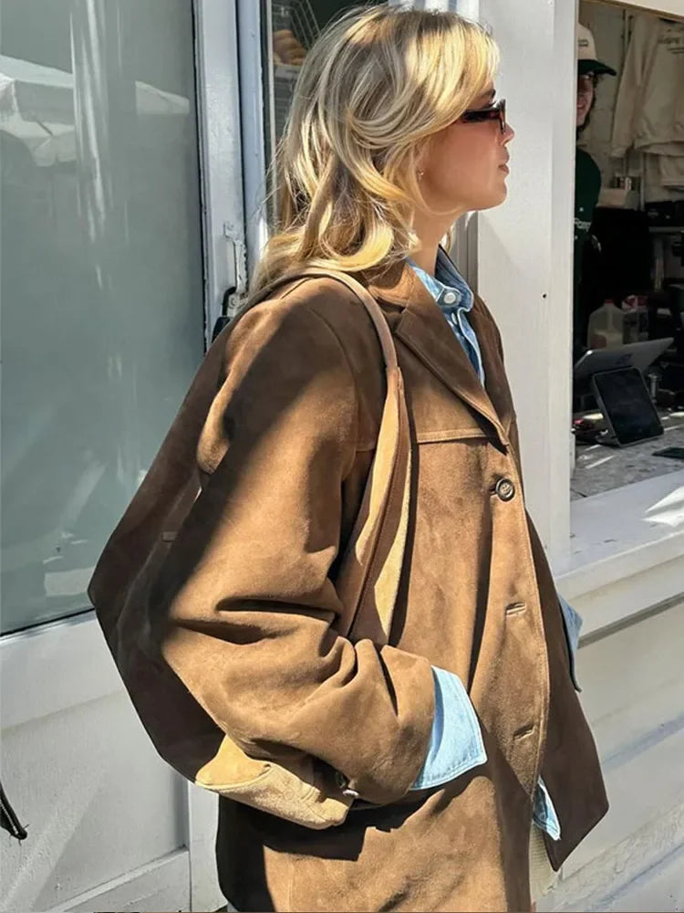 Elegant Faux Suede Autumn Jacket