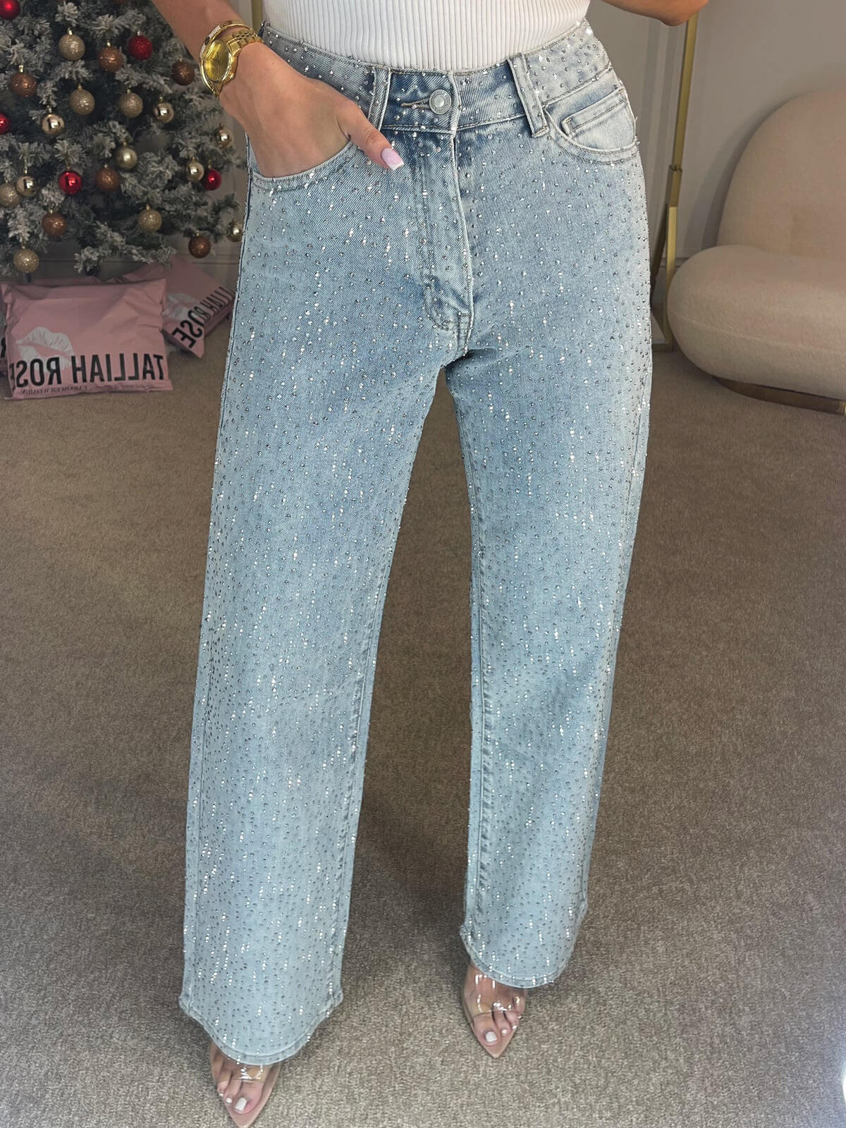 Sparkling Glitter Skinny Jeans