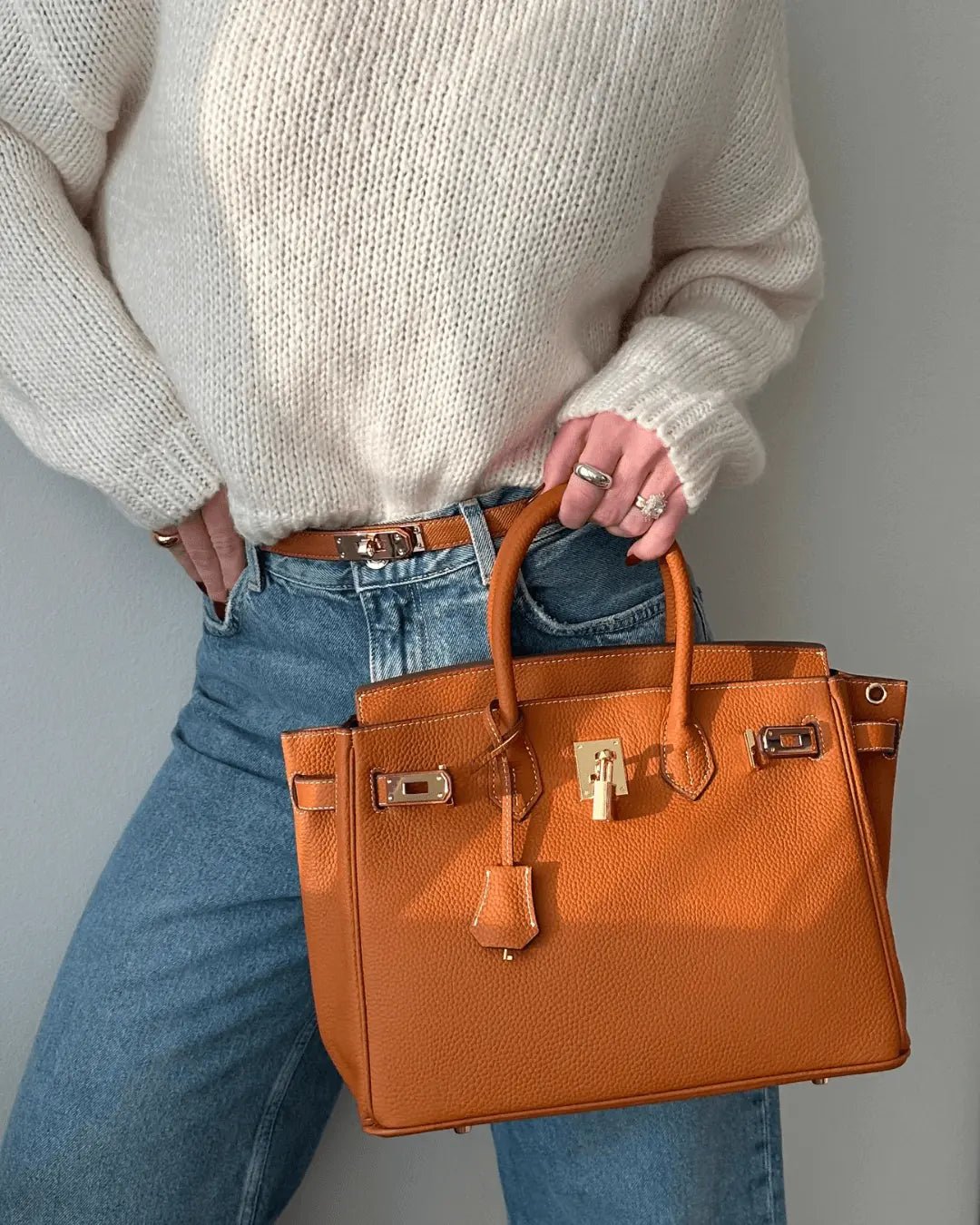 Leather Structured Shoulder Handbag