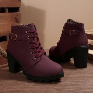 Lace-Up Block Heel Orthopedic Ankle Boots