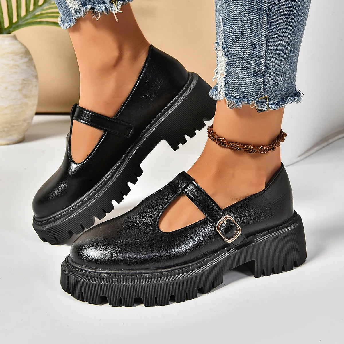 T-Strap Platform Orthopedic Mary Jane Shoes