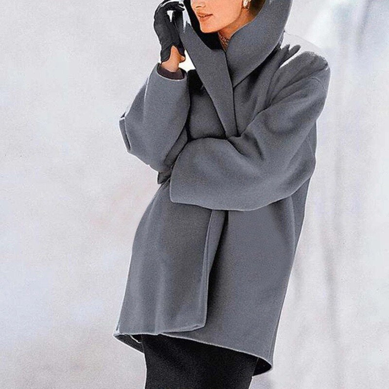Belted Wool Coat With Wide Collar