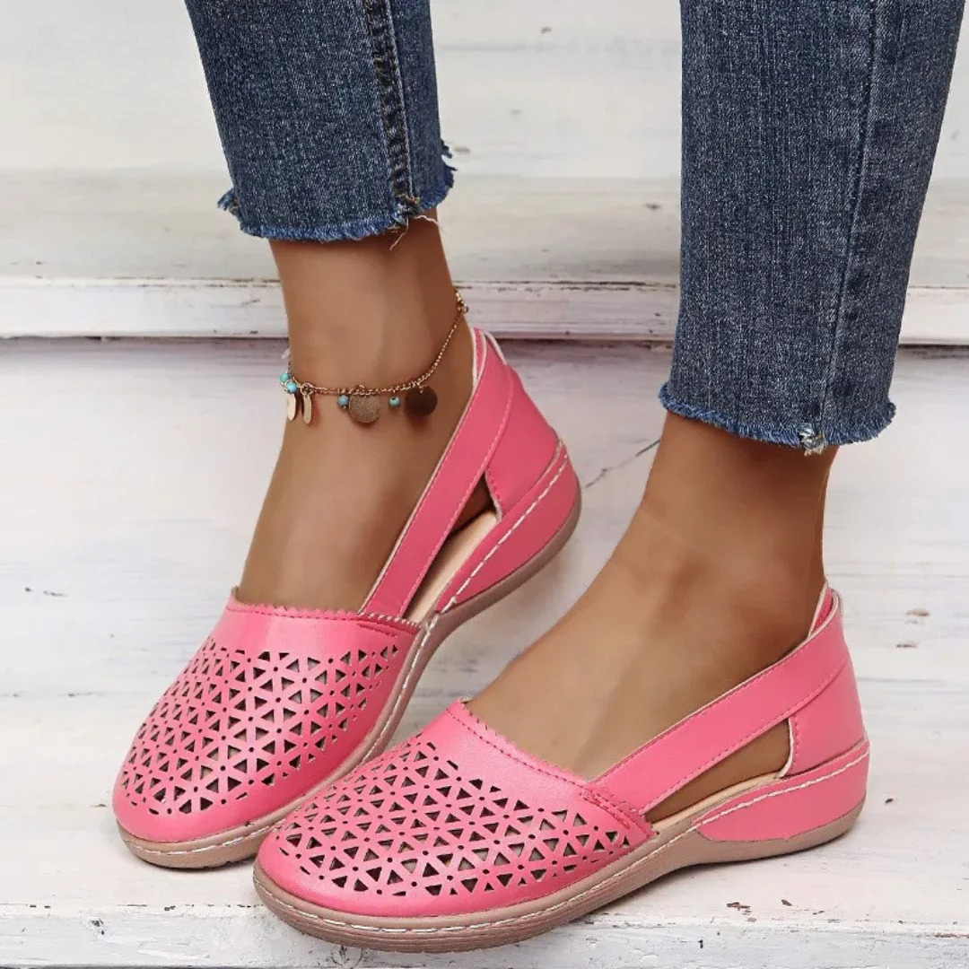 Cutout Slip-On Flats – Cushioned Insole – Breathable Design – Low Platform