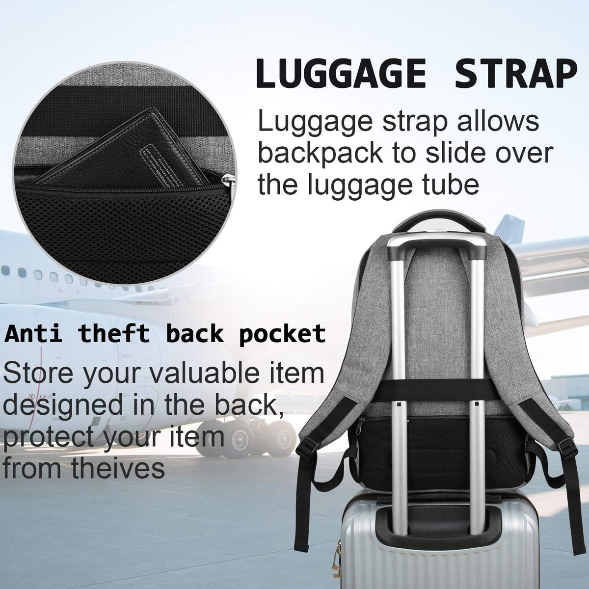 Water-Resistant Anti-Theft Slim Laptop Backpack