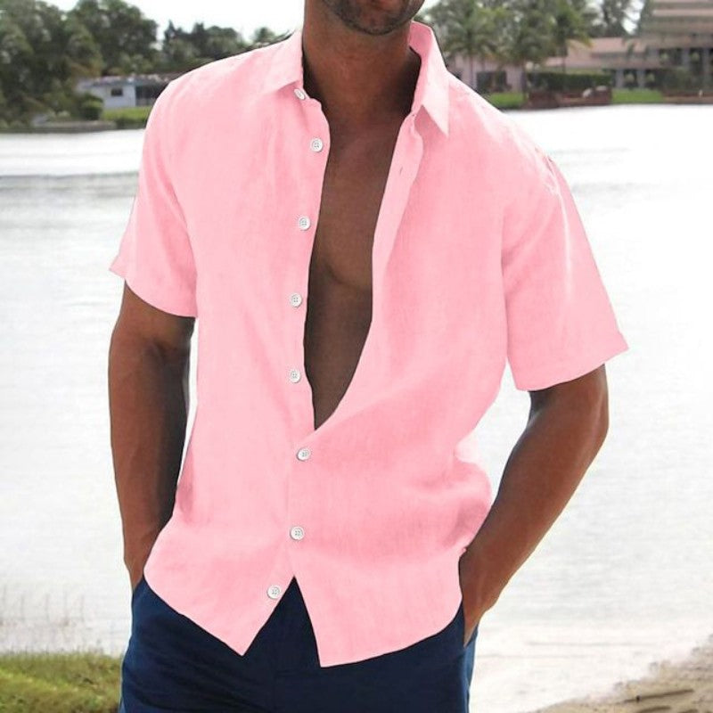 Men's Linen Short Sleeve Casual Shirt