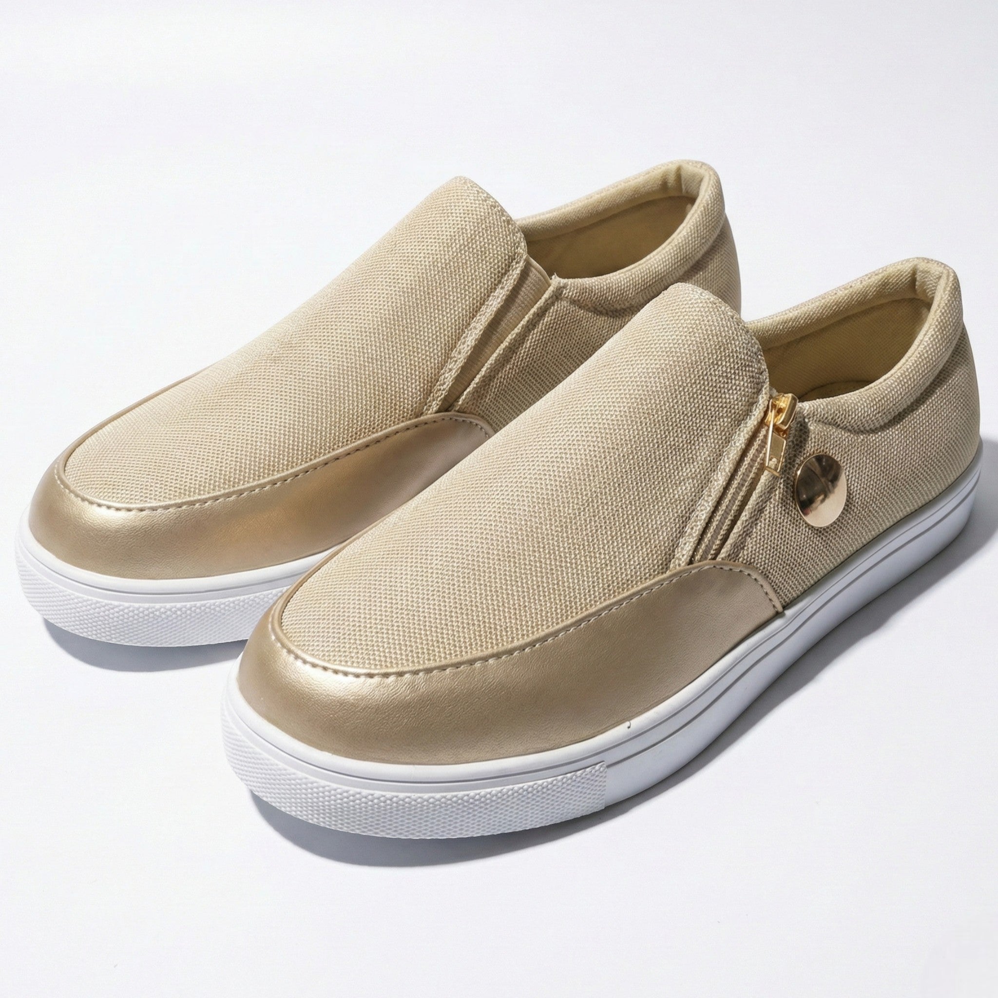 Women's Breathable Zip-Up Textured Trainers