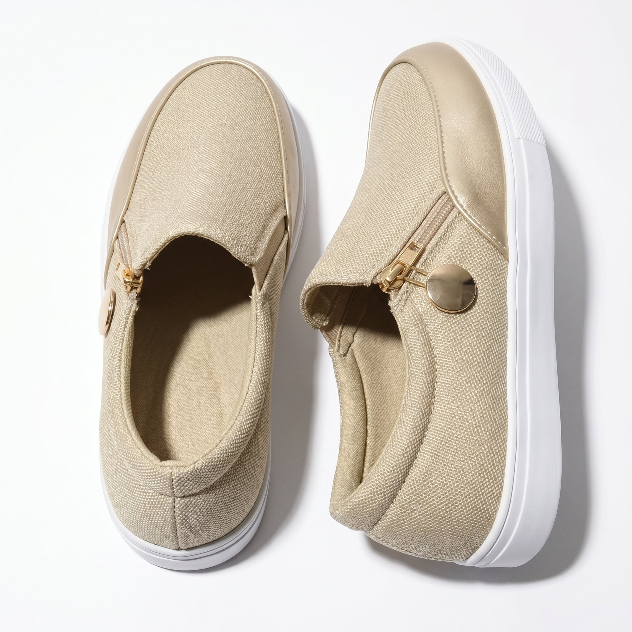 Women's Breathable Zip-Up Textured Trainers