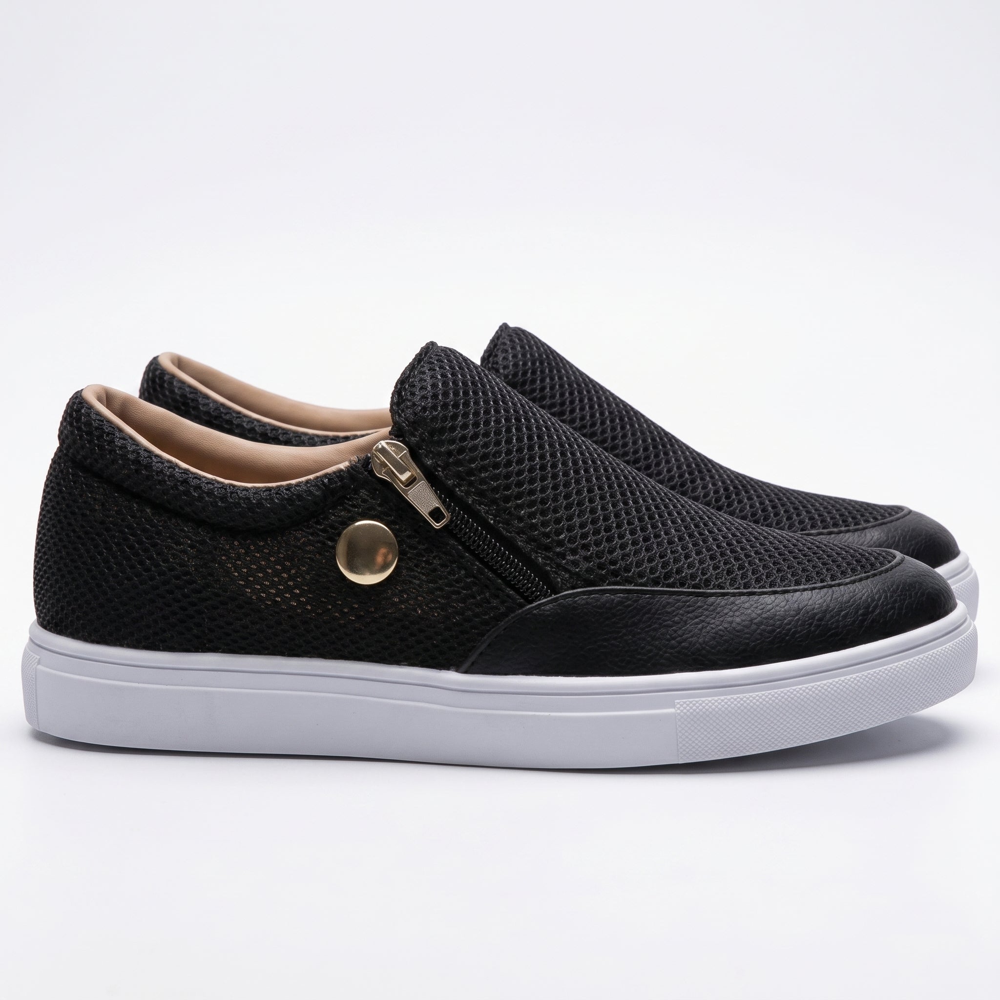 Women's Breathable Zip-Up Textured Trainers