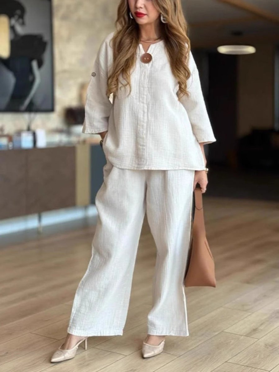 3/4 Sleeve Tunic and Wide Leg Pants Set