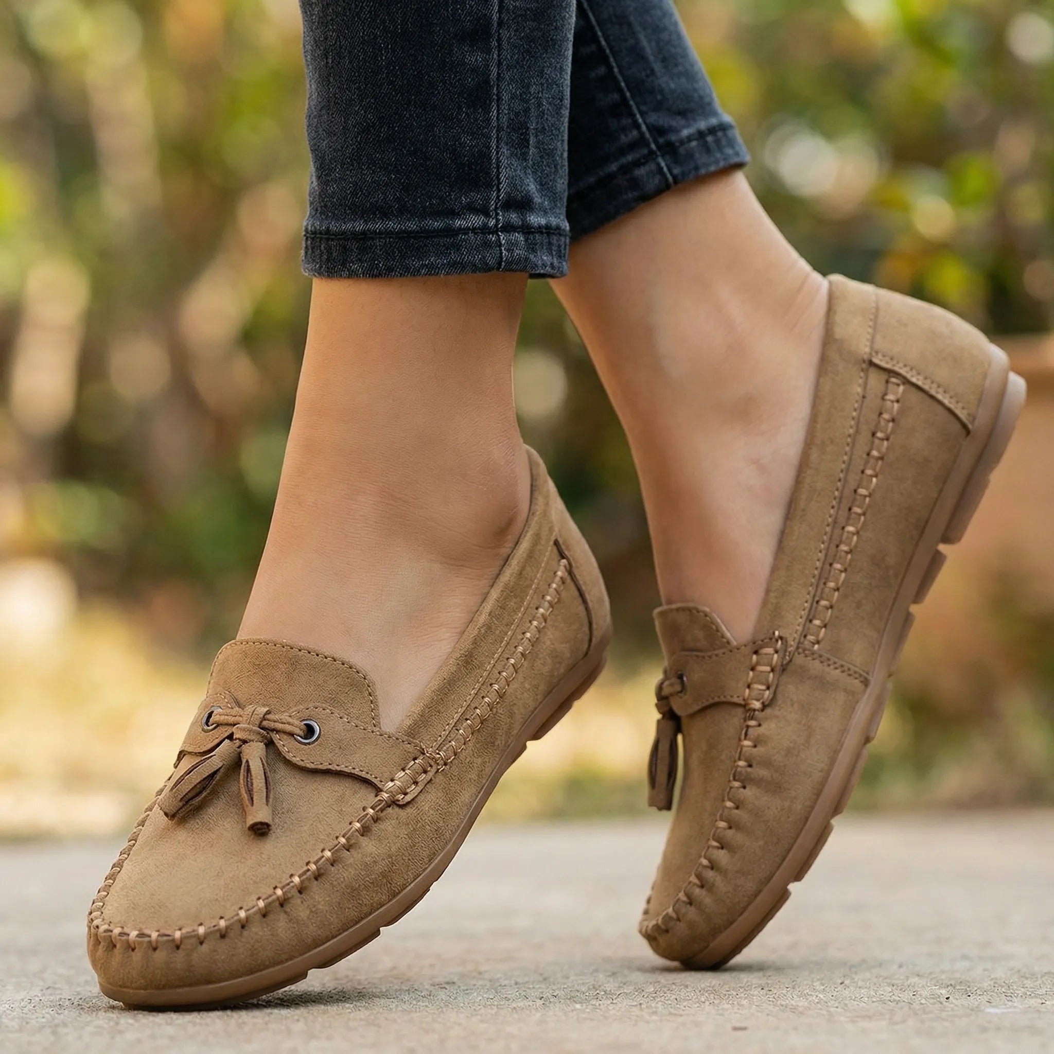 Extra Wide Suede Loafers with Memory Foam