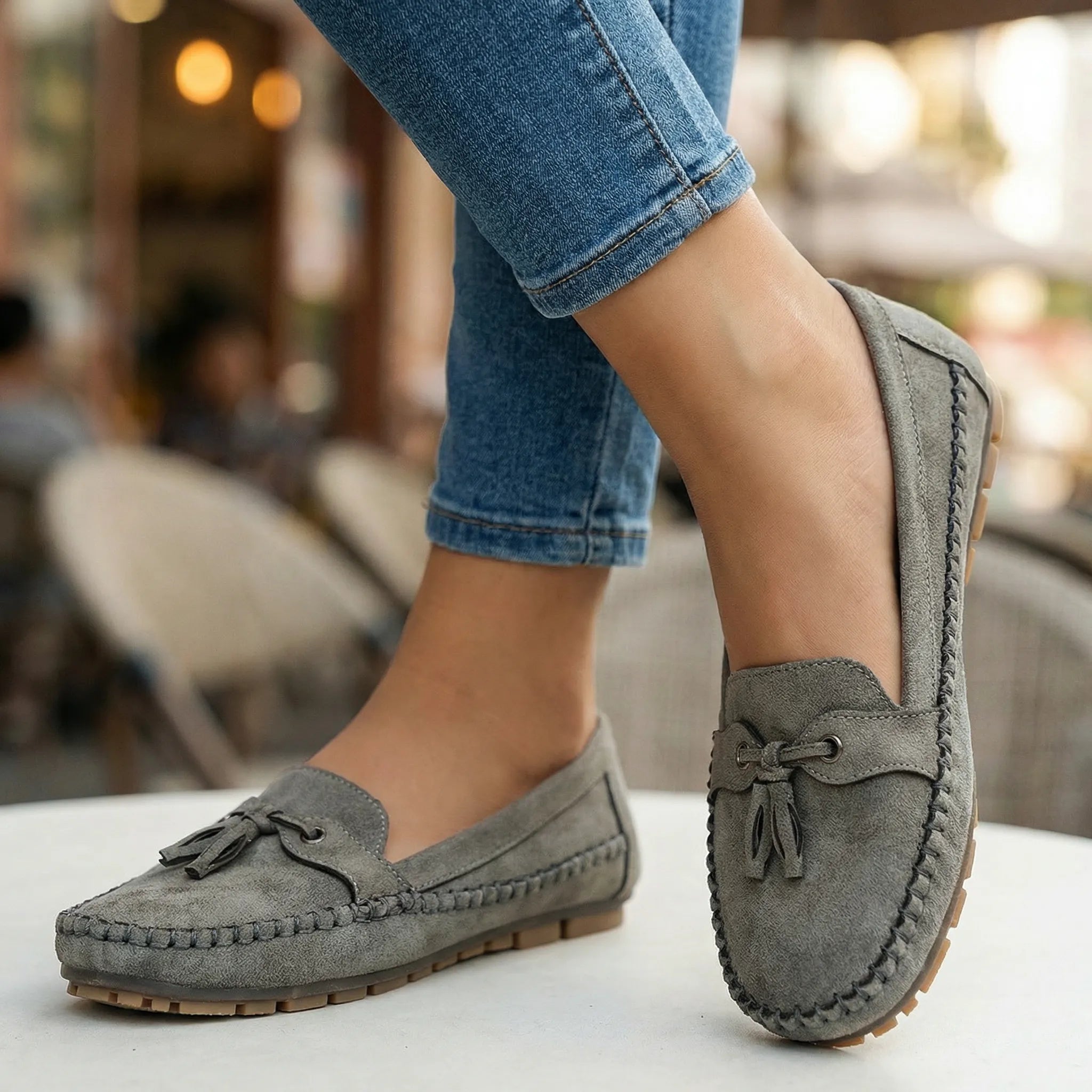 Extra Wide Suede Loafers with Memory Foam