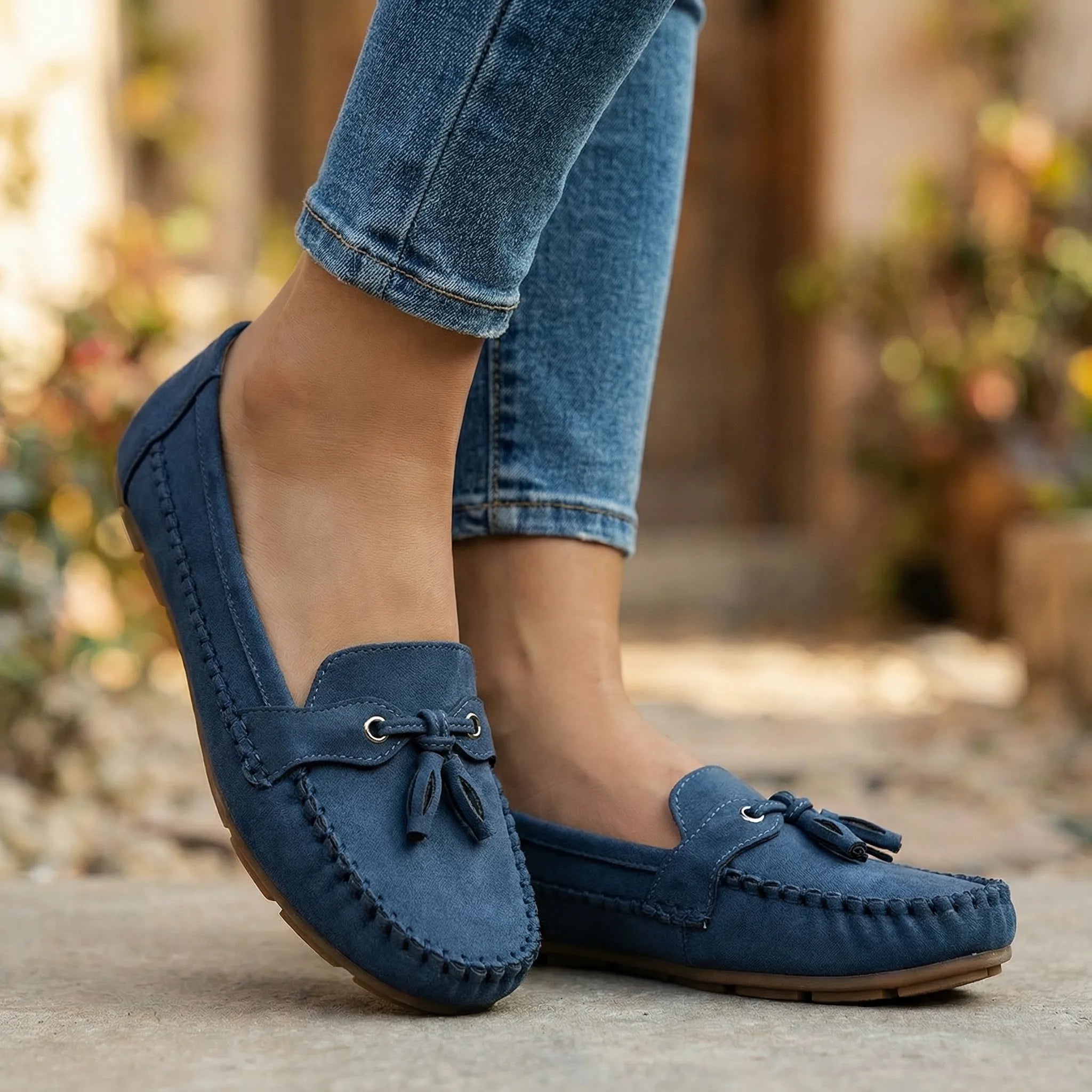 Extra Wide Suede Loafers with Memory Foam