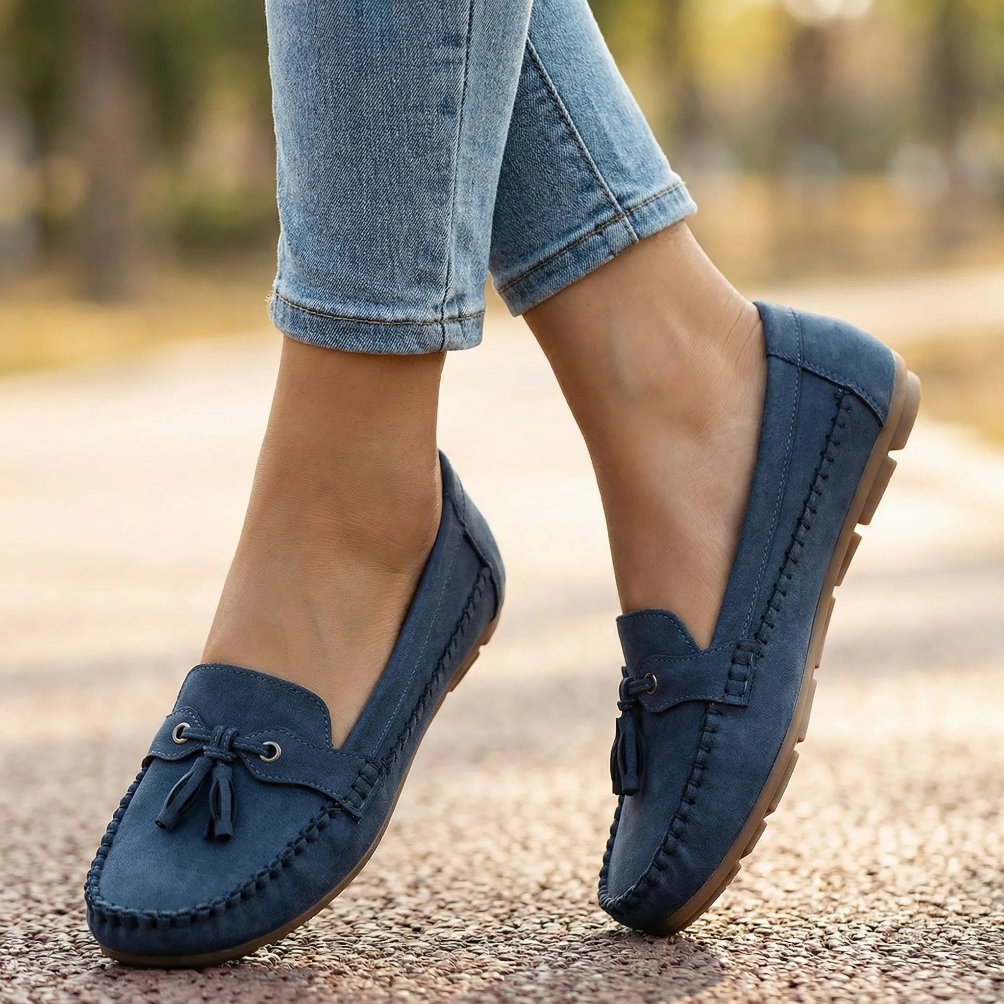 Extra Wide Suede Loafers with Memory Foam