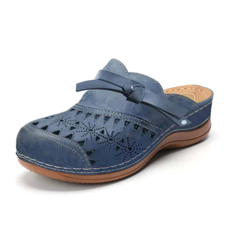Bow Accent Cutout Slip-On Clog Sandal