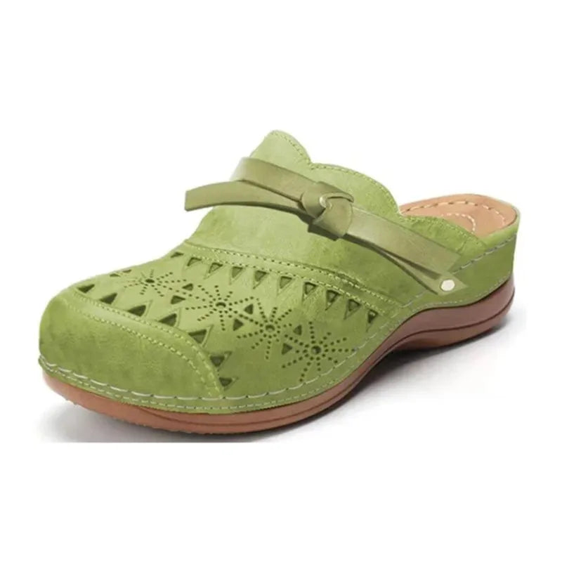 Bow Accent Cutout Slip-On Clog Sandal