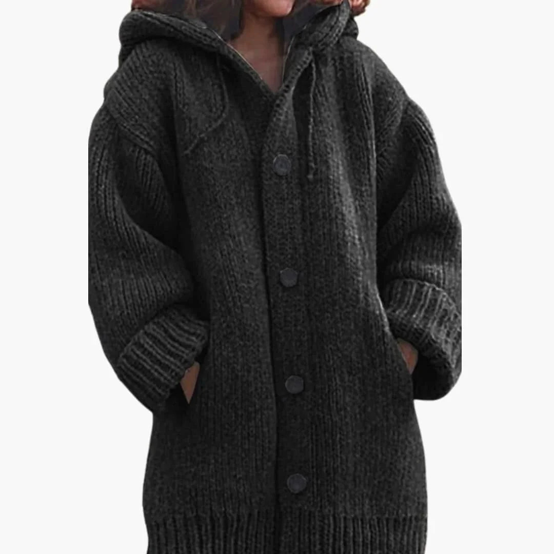 Long Textured Hooded Cardigan