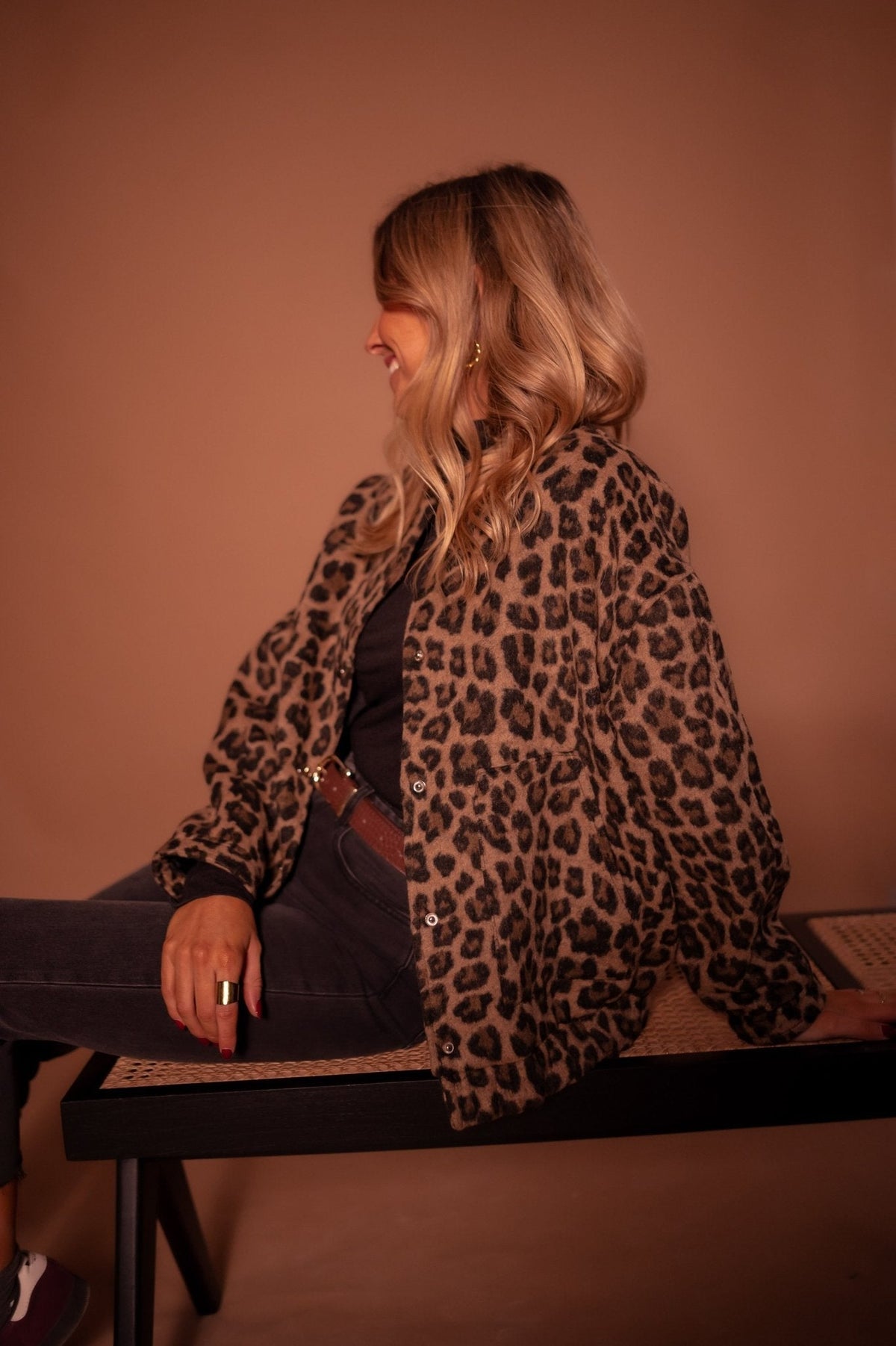 Leopard Print Lightweight Open Front Jacket