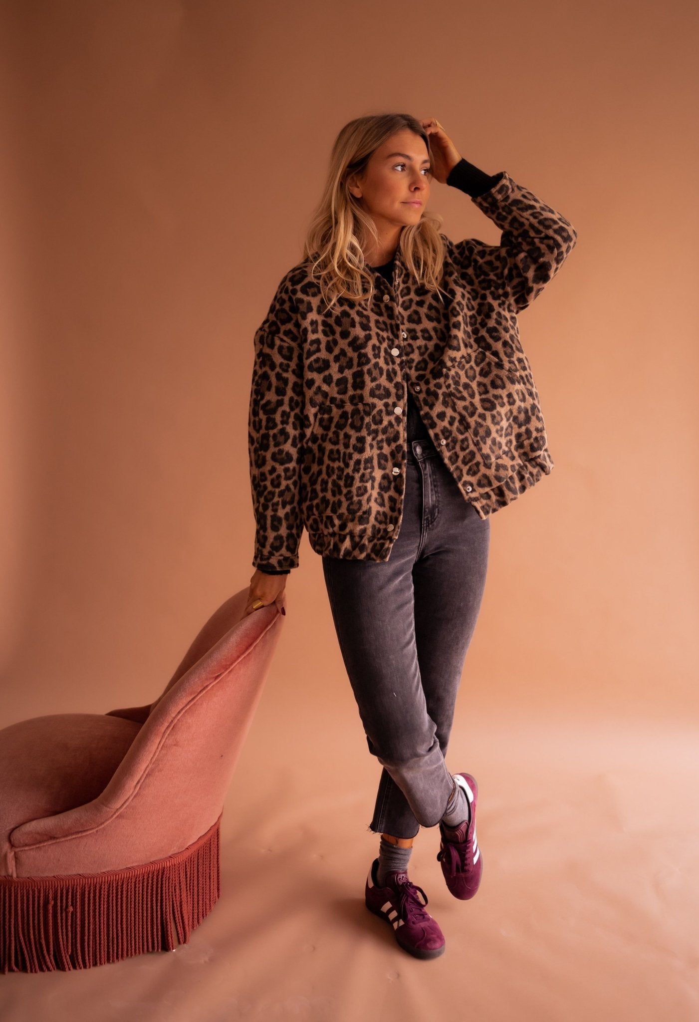 Leopard Print Lightweight Open Front Jacket
