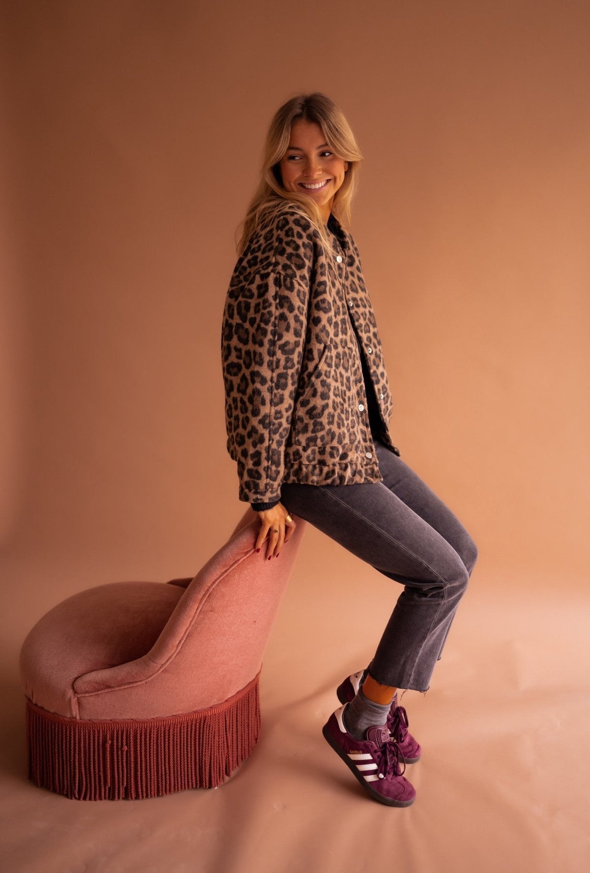 Leopard Print Lightweight Open Front Jacket