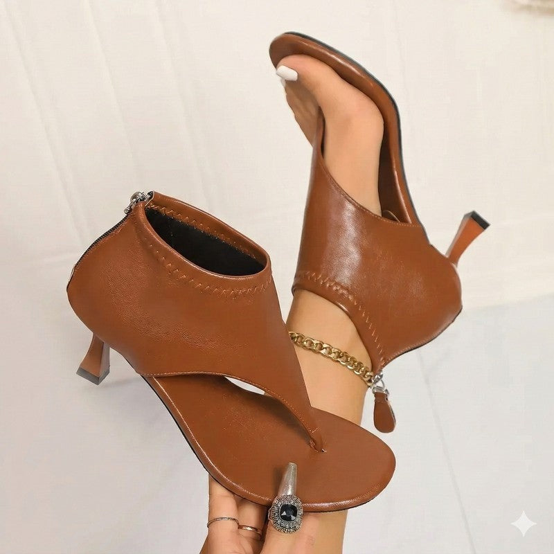 Sculpted Heel Thong Sandals with Slim Strap
