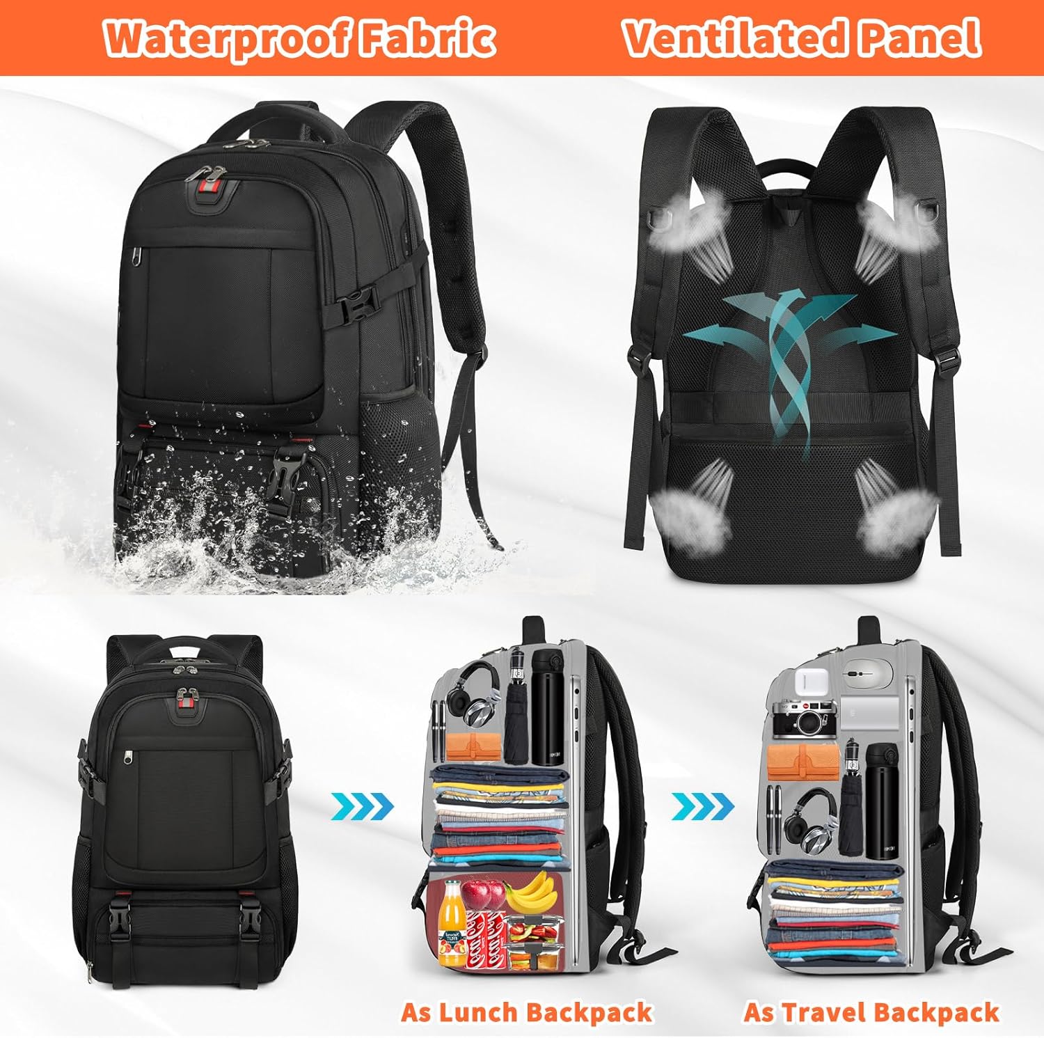 Extra-Large Travel Backpack with USB Port and Insulated Compartment