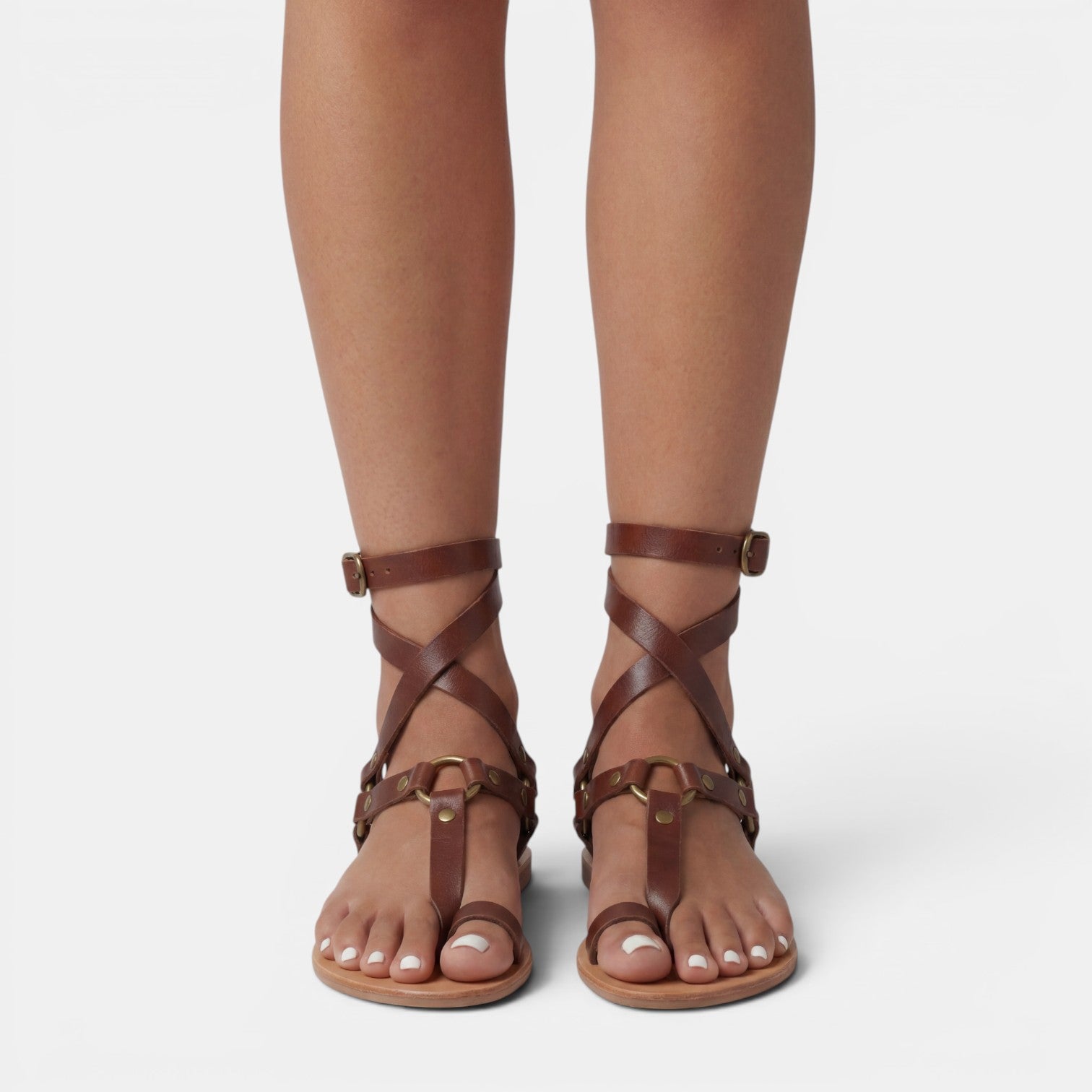 Buckled Snake Print Crossover Sandals
