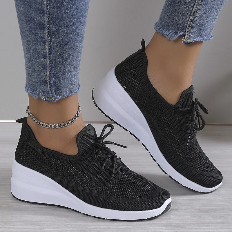 Breathable Mesh Platform Wedge Sneakers for Women