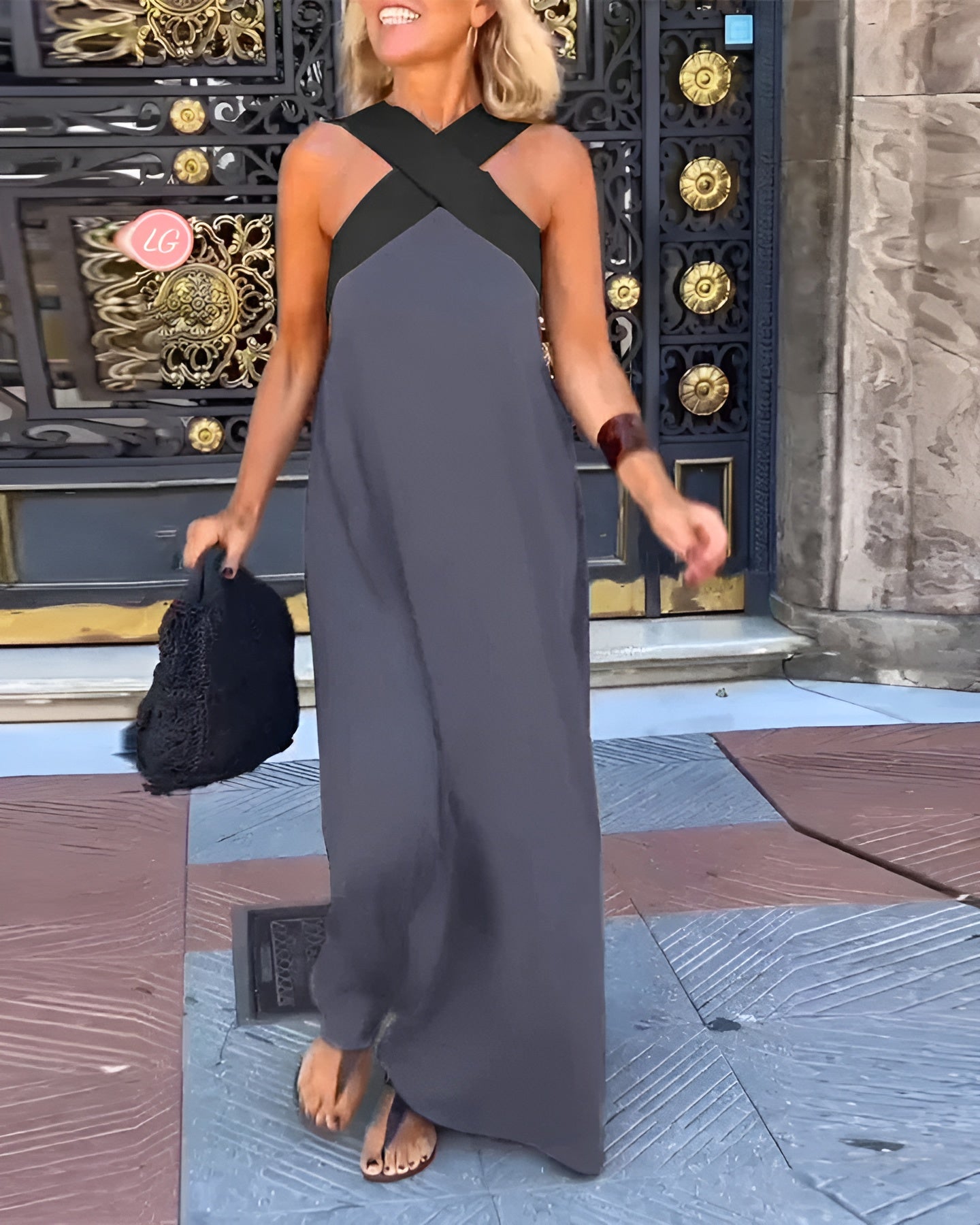 Breathable Crossed Back Open Maxi Dress