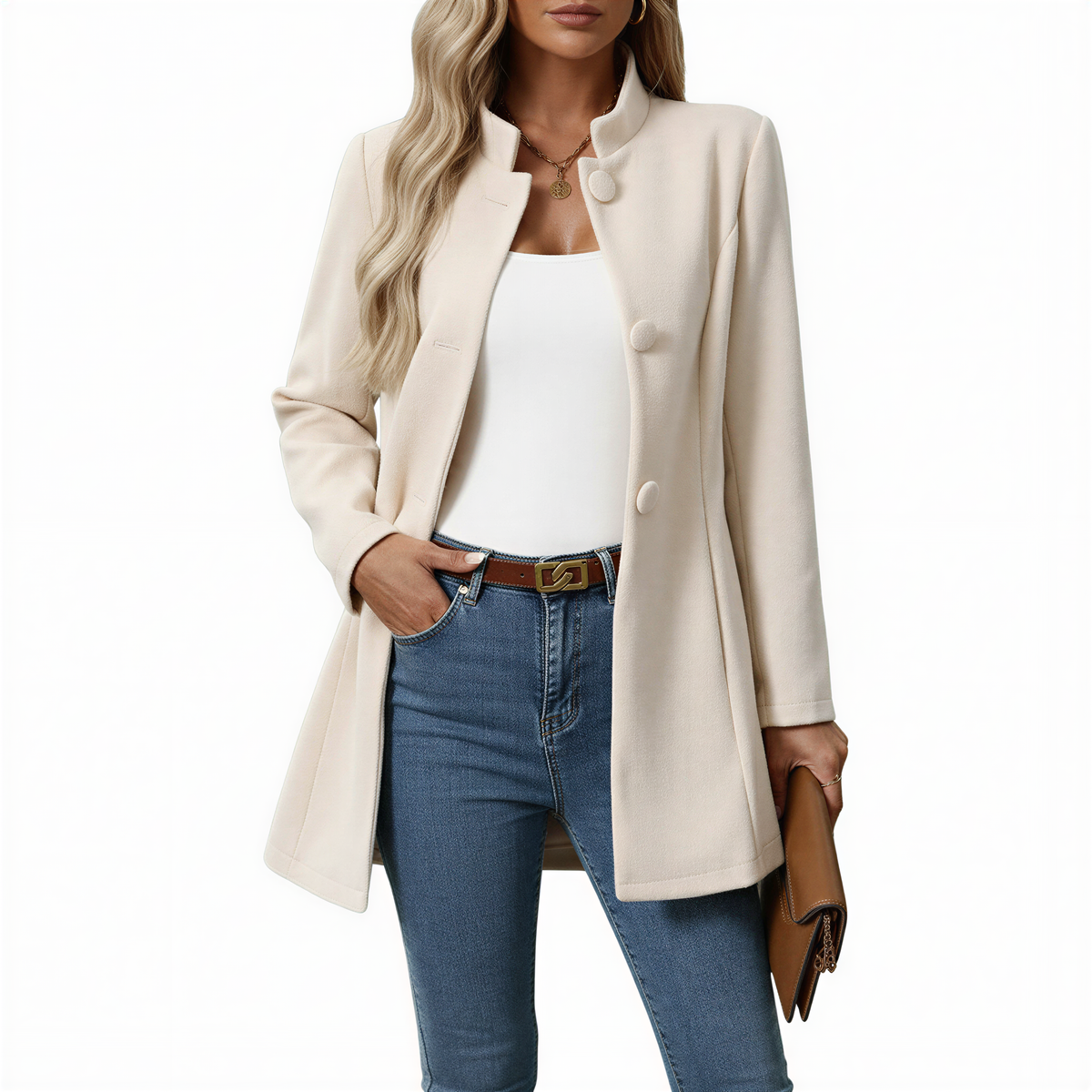 Maisie Button Front A-Line Coat