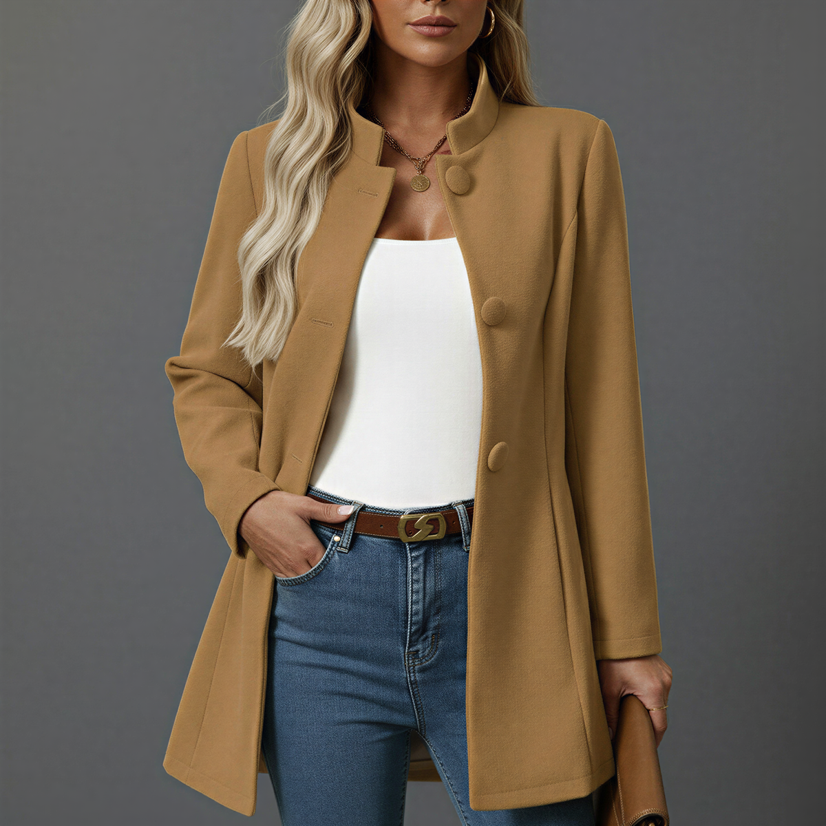 Maisie Button Front A-Line Coat