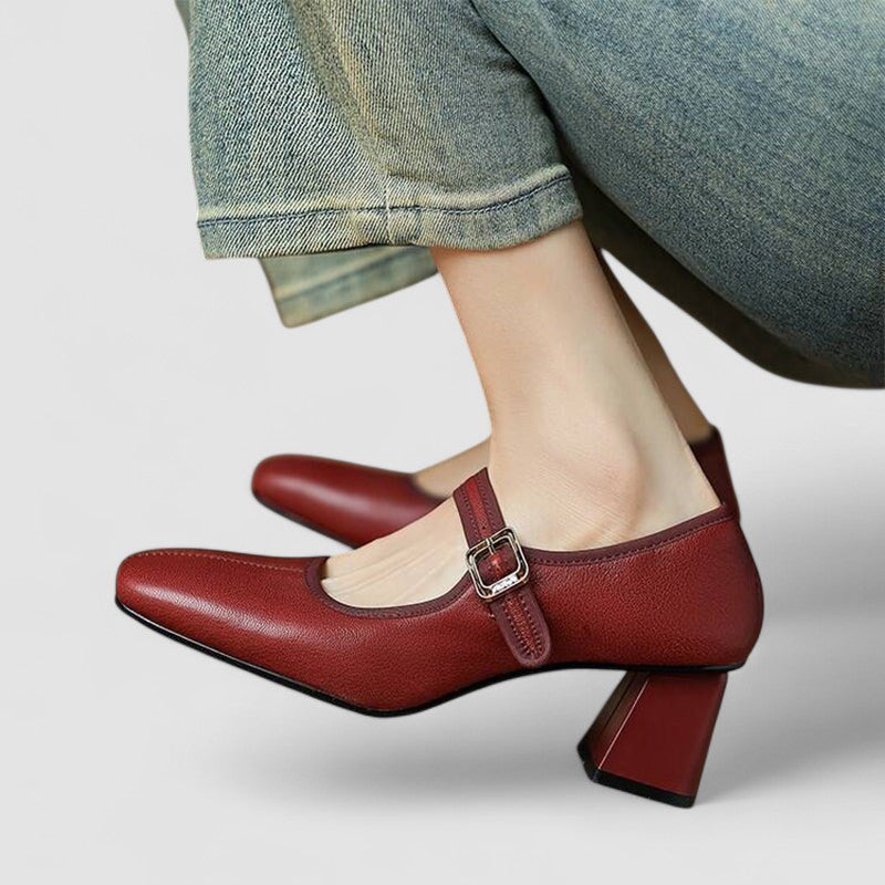 Pressure Relief Mary Jane Shoes With Block Heel