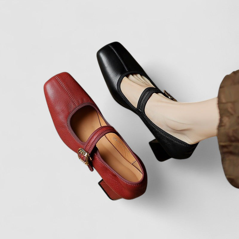 Pressure Relief Mary Jane Shoes With Block Heel