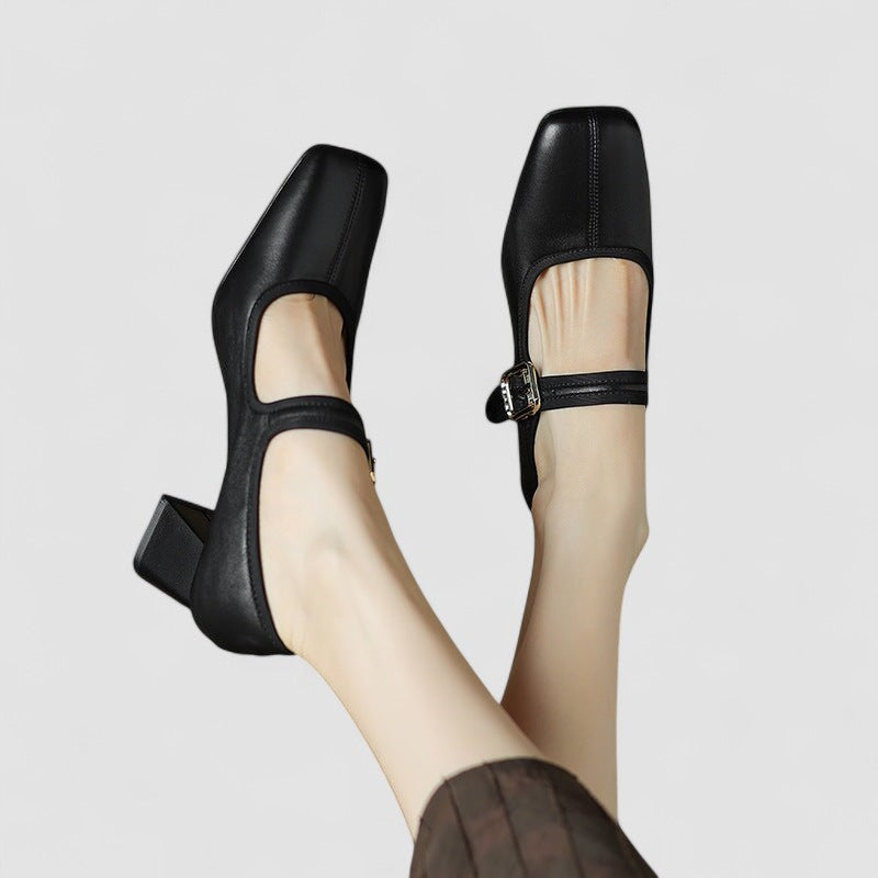 Pressure Relief Mary Jane Shoes With Block Heel