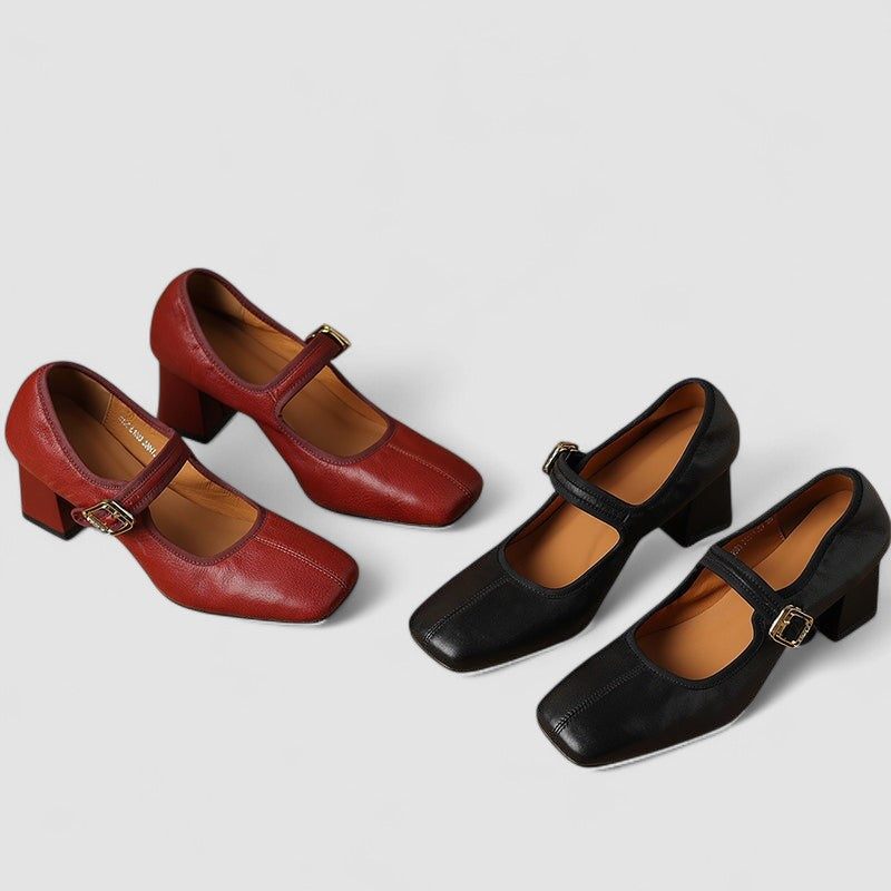 Pressure Relief Mary Jane Shoes With Block Heel