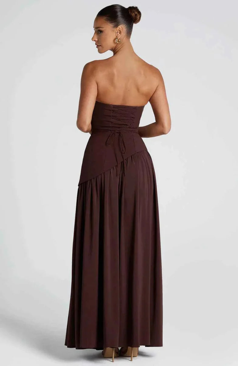 Draped Maxi Dress With High Leg Slit