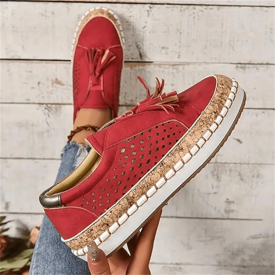 Women's Slip-On Perforated Sneakers With Tassel Detail
