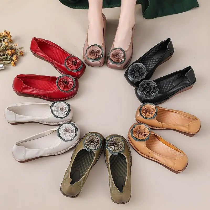 Mirelli Floral Appliqué Slip-On Comfort Loafers