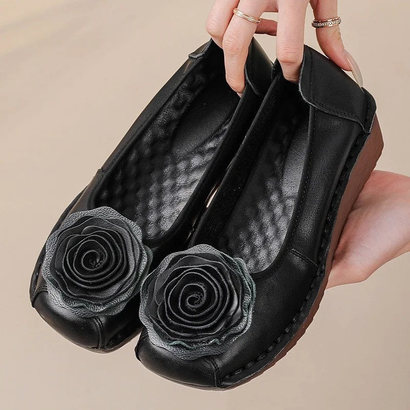 Mirelli Floral Appliqué Slip-On Comfort Loafers