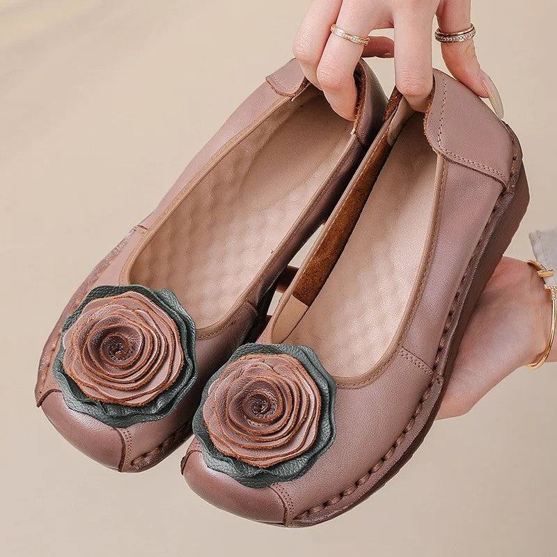 Mirelli Floral Appliqué Slip-On Comfort Loafers