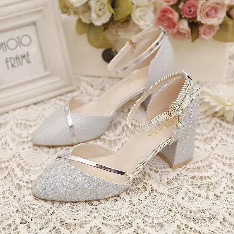 Block Heel Ankle Strap Shoes for Women
