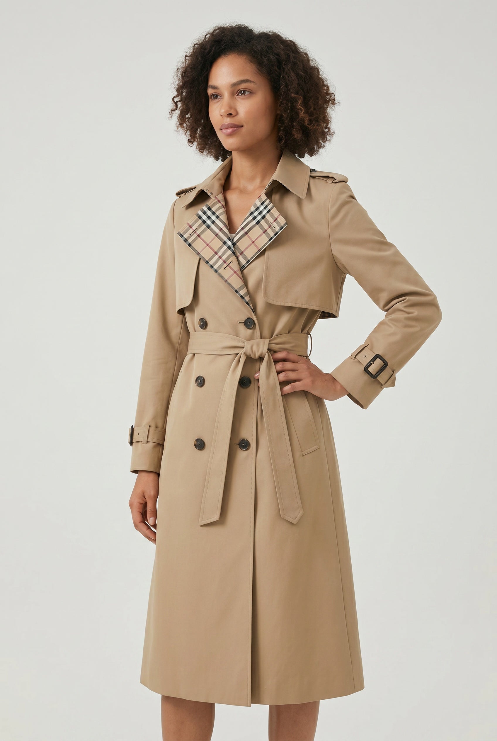 Belted Double-Breasted Trench Coat for Women