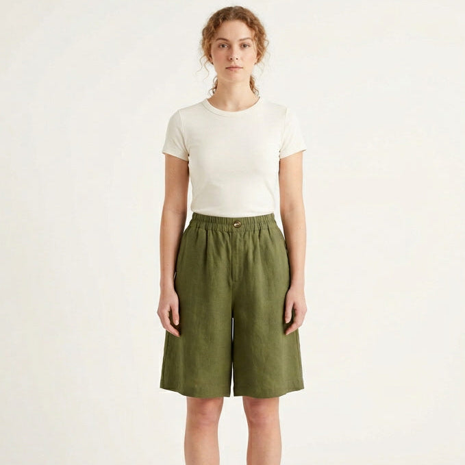 Mid Thigh Elastic Waist Comfort Shorts