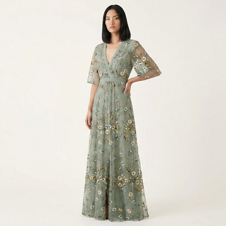 Floral Print Flowing Maxi Dress