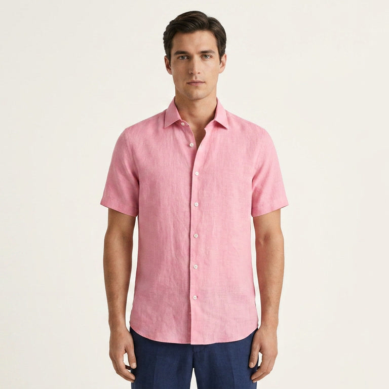 Men's Linen Short Sleeve Casual Shirt