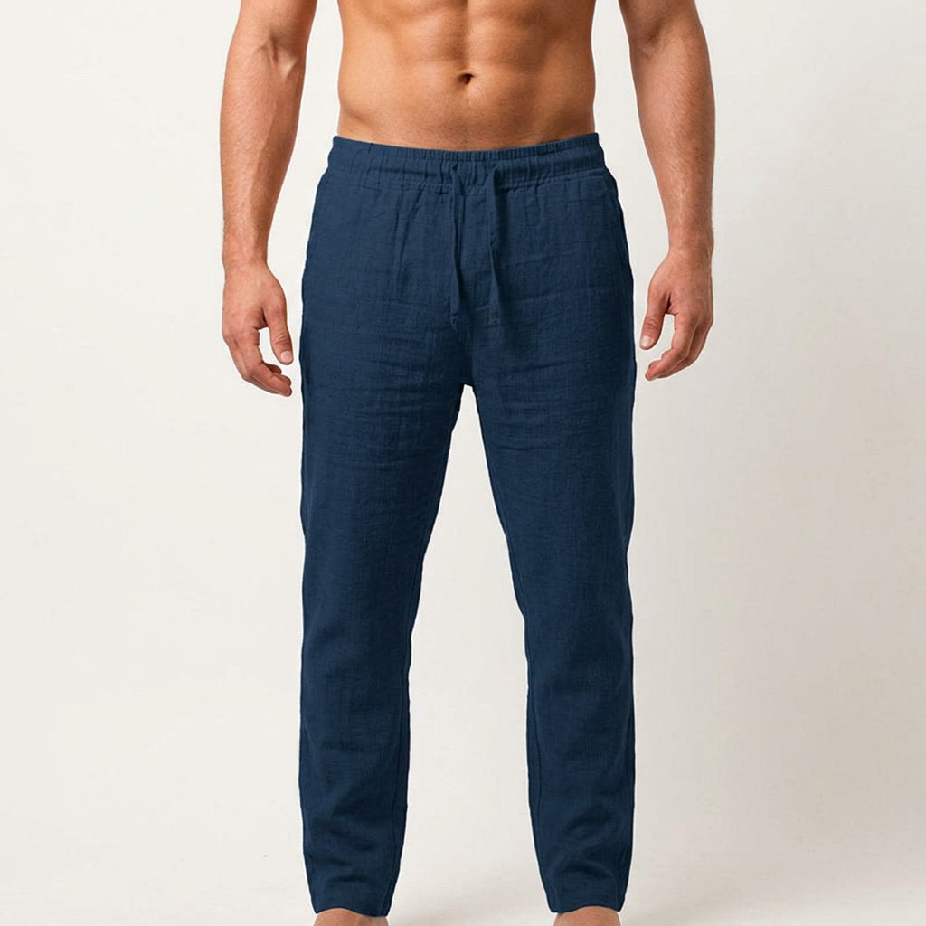 Relaxed Fit Linen Trousers for Men