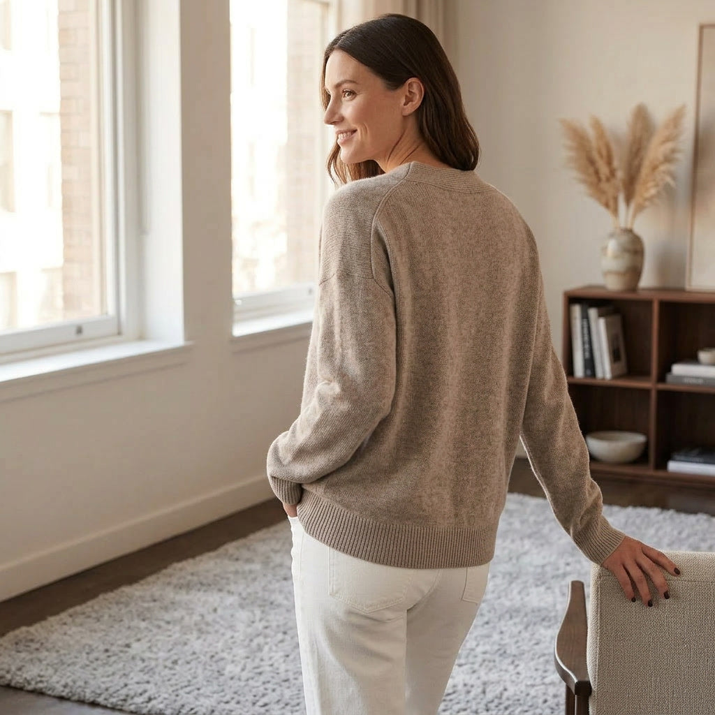 V-Neck Knit Jumper in Relaxed Fit